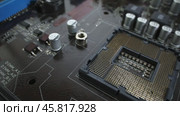 Modern socket motherboard for a home computer. Стоковое видео, видеограф Андрей Армягов / Фотобанк Лори