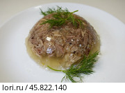 Холодец, студень на тарелке. Jelly, aspic on a plate. Стоковое фото, фотограф Юрий Пуликов / Фотобанк Лори