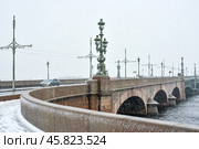 Санкт-Петербург. Троицкий мост. Ненастная погода (2017 год). Стоковое фото, фотограф Александр Алексеев / Фотобанк Лори