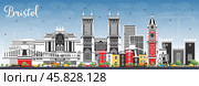 Bristol UK City Skyline with Color Buildings and Blue Sky. Стоковая иллюстрация, иллюстратор Игорь Сорокин / Фотобанк Лори