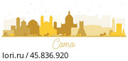 Como Italy City Skyline Silhouette with Golden Buildings Isolated on White. Стоковая иллюстрация, иллюстратор Игорь Сорокин / Фотобанк Лори