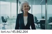 Woman in a suit is going in front of a window. Стоковое AI-видео, аниматор Sergey Grishin / Фотобанк Лори