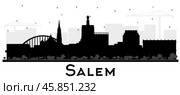 Salem Oregon City Skyline Silhouette with Black Buildings Isolated on White. Стоковая иллюстрация, иллюстратор Игорь Сорокин / Фотобанк Лори
