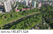 Казань - Железнодорожная станция Новаторов (аэросъемка 2022 года) Стоковое видео, видеограф Владислав Самошкин / Фотобанк Лори