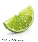 Juicy lime slice showing refreshing green pulp and rind. Стоковое AI-изображение, AI-художник Иван Рябоконь / Фотобанк Лори