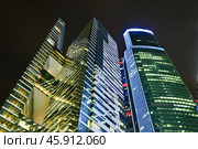 Бизнес-центр "Москва-Сити". Ночной вид (2024 год). Стоковое фото, фотограф Александр Тараканов / Фотобанк Лори