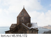 Монастырь Севанаванк зимой. Стоковое фото, фотограф Evgenia Shevardina / Фотобанк Лори