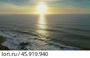 Aerial view of Cape Roca at sunset in Portugal (2019 год). Стоковое видео, видеограф Михаил Коханчиков / Фотобанк Лори