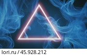 Glowing neon triangles pulsating with blue smoke. Стоковое AI-видео, аниматор Юрий Поздников / Фотобанк Лори