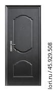 Model of entrance metal door isolated on white background. Стоковое фото, фотограф Елена  Попкова / Фотобанк Лори