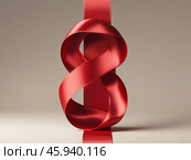 Элегантная цифра восемь из атласной ткани красного цвета на нейтральном чистом фоне. Фоновое изображение на женский праздник - 8 марта - международный женский день. Стоковое AI-изображение, AI-художник Евгений Зимин / Фотобанк Лори