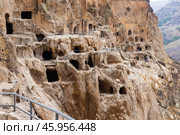 View of the historic cave city and the monastery complex of Vardzia. Стоковое фото, фотограф Яков Филимонов / Фотобанк Лори