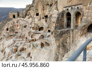 View of the historic cave city and the monastery complex of Vardzia. Стоковое фото, фотограф Яков Филимонов / Фотобанк Лори
