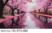 Beautiful Japanese Sakura Cherry Blossom Trees Blooming White and Pink Flowers Natural Cinematic 4K Slowmotion Footage. Стоковое AI-видео, аниматор ALLA YURTAYEVA / Фотобанк Лори