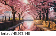 Beautiful Japanese Sakura Cherry Blossom Trees Blooming White and Pink Flowers Natural Cinematic 4K Slowmotion Footage. Стоковое AI-видео, аниматор ALLA YURTAYEVA / Фотобанк Лори