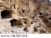 View of the historic cave city and the monastery complex of Vardzia. Стоковое фото, фотограф Яков Филимонов / Фотобанк Лори