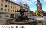 Бад Шандау. Фонтан Рудольфа Зендига (Sendig-Brunnen). Католическая церковь. Bad Schandau. Fountain of Rudolf Sendig (Sendig-Brunnen). Catholic Church. Редакционное видео, видеограф Горшков Александр / Фотобанк Лори