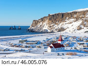 Aereal winter landscape view of Vik I Myrdal in Iceland (2020 год). Стоковое фото, фотограф Ekaterina Loginova / Фотобанк Лори