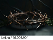 Crown of thorns evokes themes of sacrifice, suffering, and redemption. Стоковое AI-изображение, AI-художник Иван Рябоконь / Фотобанк Лори