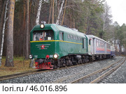 Тепловоз ТУ2-092 с пассажирским поедом, Екатеринбургская ДЖД, Свердловская область (2019 год). Редакционное фото, фотограф Алексей Иванов / Фотобанк Лори
