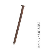 Old rusty nail isolated on a white background. Стоковое фото, фотограф Елена  Попкова / Фотобанк Лори