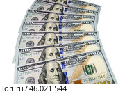Банкноты американских долларов. Background of the one hundred dollar banknotes. Стоковое фото, фотограф Татьяна Д / Фотобанк Лори