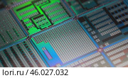 Silicon semiconductor wafer close-up. In electronics, a wafer also called a slice or substrate is a thin slice of semiconductor, a crystalline silicon, used for the fabrication of integrated circuits. Стоковое видео, видеограф Андрей Армягов / Фотобанк Лори