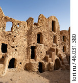 Uninhabited fortified village with houses and granaries, Tunisia. Ksar of Mgabla, Berber, Tataouine. Стоковое фото, фотограф Яков Филимонов / Фотобанк Лори