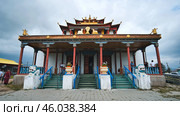 Verkhnyaya Ivolga, Buryatia, Russia - August 9, 2021: Ivolginsky datsan is the Center of the Buddhist Traditional Sangha of Russia, Buddhist Temple located in Buryatia, Russia, 23 km from Ulan Ude. Редакционное фото, фотограф Mikhail Davidovich / Фотобанк Лори