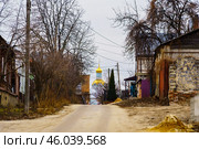 Городской пейзаж. Частный сектор. Вид на Собор Алексия, митрополита Московского. Алексеево-Акатов монастырь. Воронеж. Стоковое фото, фотограф Владимир Шибаев / Фотобанк Лори