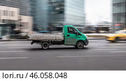 Flatbed truck Gazelle NEXT in motion on city streets. Редакционное фото, фотограф Константин Григорьев / Фотобанк Лори