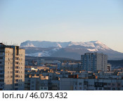 Вид на зимний Чатырдаг со стороны Симферополя (2008 год). Редакционное фото, фотограф Snezka / Фотобанк Лори