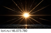 Abstract lighting, digital lens flare in black background, sun rays light isolated for overlay design, light of radiance. Abstract illustration, wallpaper. Create backdrop concept. Copy ad text space. Стоковое AI-изображение, AI-художник Aleksandr Golubev / Фотобанк Лори