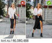Common mistakes in female posing and how to avoid them. Photo poses. Стоковое фото, фотограф Андрей Аркуша / Фотобанк Лори