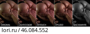 Lovely woman body on massaging before and after retouching by photo editors. Collage set of retouch image before and after skin processing. Edited photos being compared concept. Copy ad text space. Стоковое фото, фотограф Aleksandr Golubev / Фотобанк Лори