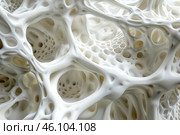 Organic porous structure resembling bone tissue or trabecular meshwork. Стоковое AI-изображение, AI-художник Иван Рябоконь / Фотобанк Лори