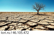 Climate crisis - parched desert landscape reflecting water scarcity. Стоковое AI-изображение, AI-художник Анна Маркина / Фотобанк Лори