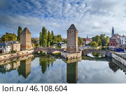 Panorama of bridge Ponts Couverts, Strasbourg (2016 год). Стоковое фото, фотограф Boris Breytman / Фотобанк Лори