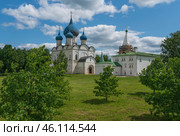 Cathedral of the Nativity of the Most Holy Theotokos (Bogoroditse-Rozhdestvensky Cathedral) and the Cathedral Bell Tower in the Suzdal Kremlin on a summer day, Vladimir region, Russia. Стоковое фото, фотограф Ula Ulachka / Фотобанк Лори