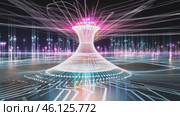 Quantum computing processor transferring data in cyberspace. Стоковое AI-видео, аниматор Юрий Поздников / Фотобанк Лори