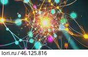 Neural network sending signals with glowing synapses. Стоковое AI-видео, аниматор Юрий Поздников / Фотобанк Лори