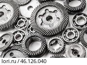 Gear metal wheels, isolated on white background. Стоковое фото, фотограф Сергей Толмачёв / Фотобанк Лори