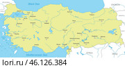 Political map of Turkey with national borders. Стоковая иллюстрация, иллюстратор Максим Гребешков / Фотобанк Лори
