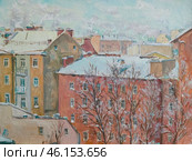Winter in Saint-Petersburg, oil painting. Стоковая иллюстрация, иллюстратор Aleksandra Serova / Фотобанк Лори