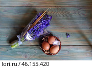 The easter composition from the bouquet of blue hyacinths. Стоковое фото, фотограф Татьяна Ляпи / Фотобанк Лори