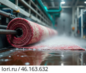 Automatic washing and cleaning of carpets. Industrial line for washing carpets. Стоковое AI-изображение, AI-художник Евгений Ткачёв / Фотобанк Лори