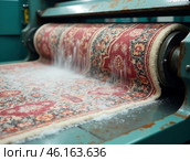 Automatic washing and cleaning of carpets. Industrial line for washing carpets. Стоковое AI-изображение, AI-художник Евгений Ткачёв / Фотобанк Лори