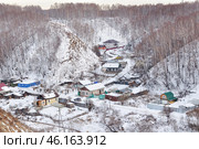 Город Тобольск. Дома в овраге  зимой. Улица Вершина (2015 год). Стоковое фото, фотограф Александр Тараканов / Фотобанк Лори