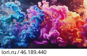 Splash of colored smoke on a dark background, abstract pattern. AI-generated item. Стоковое AI-видео, аниматор Алексей Кузнецов / Фотобанк Лори
