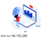 SEO concept isometric vector illustration. Стоковая иллюстрация, иллюстратор Андрей Красовицкий / Фотобанк Лори